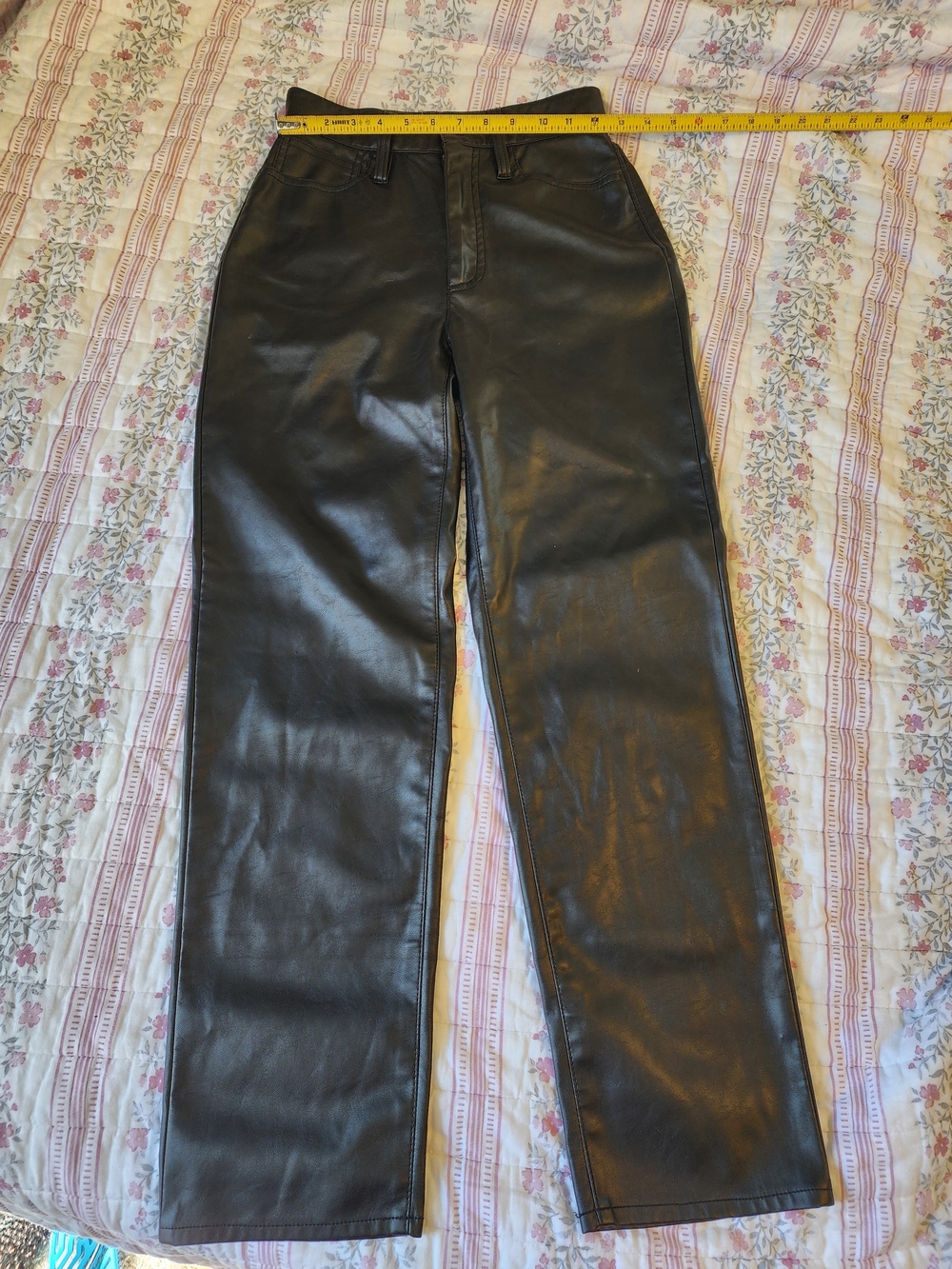 Madewell Black Faux Leather Straight Jeans
